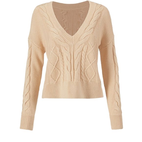 cabi cropped cable pullover